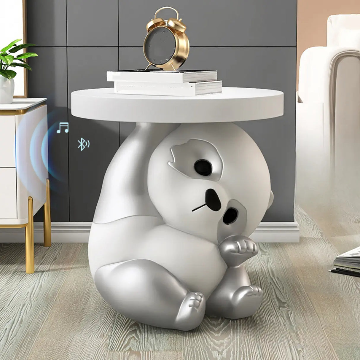 Panda-Shaped Resin Tip Resistant Kids Nightstand Table Image - 7