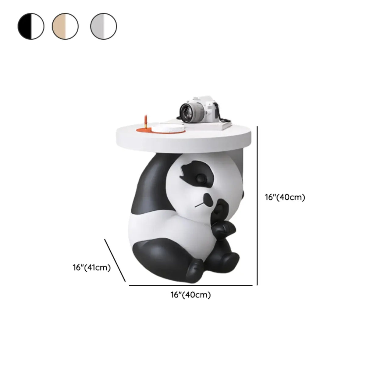 Panda-Shaped Resin Tip Resistant Kids Nightstand Table 