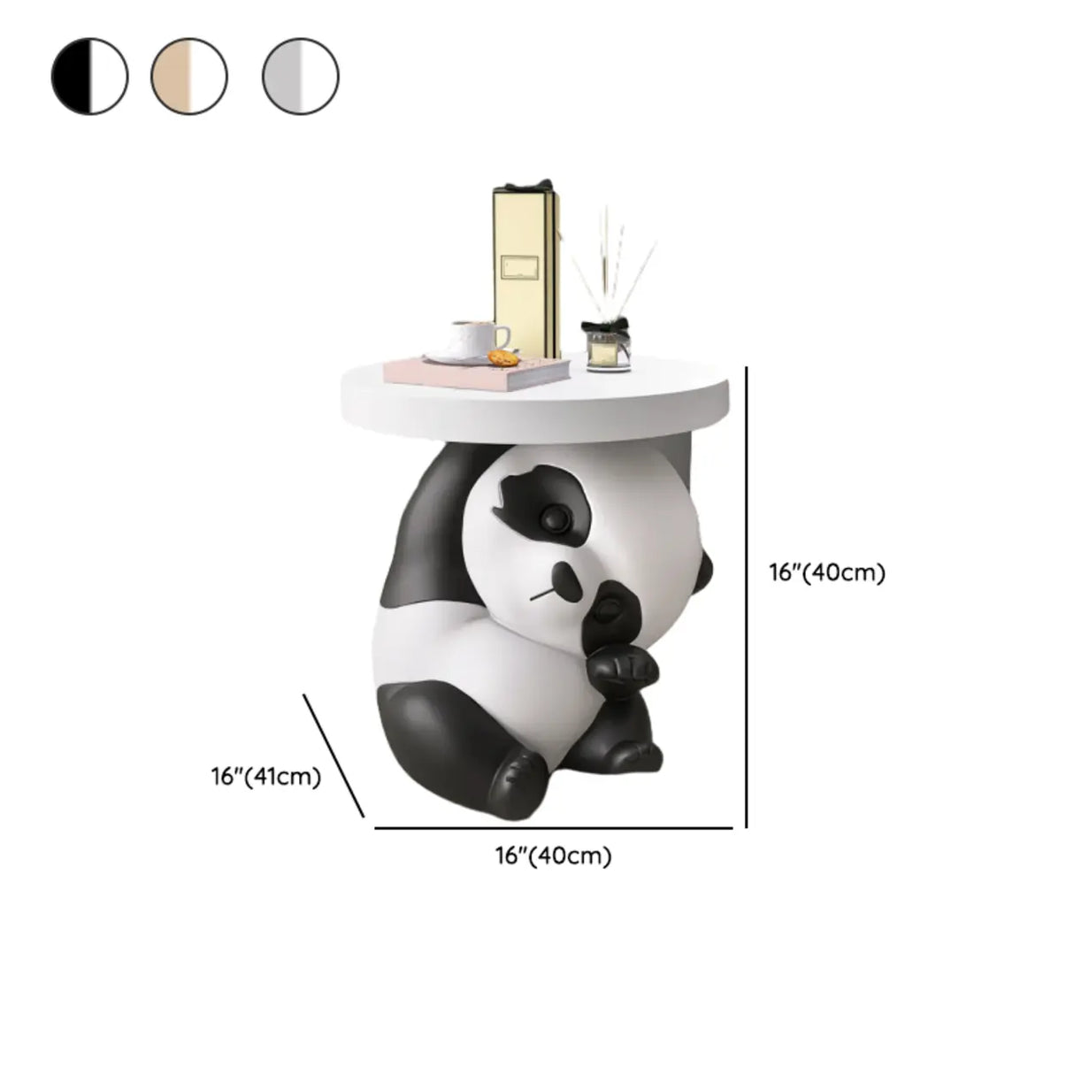 Panda-Shaped Resin Tip Resistant Kids Nightstand Table Image - 9