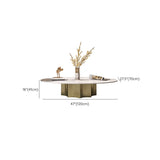 Pandora Gold Scratch Resistant Stone Oval Coffee Table #size
