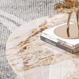 Pandora Gold Scratch Resistant Stone Oval Coffee Table Image - 9