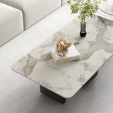 Pandora Gold Stone Top Black Metal Base Coffee Table Image - 12