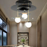 Pantry Black Disc Globe Semi-Flush Mount Light 3-Head Image - 2