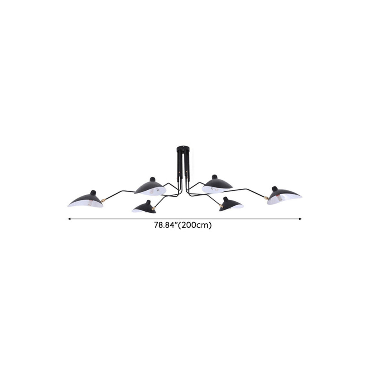 Parlor Black Iron Cone Semi-Flush Mount Light 6-Light Image - 13