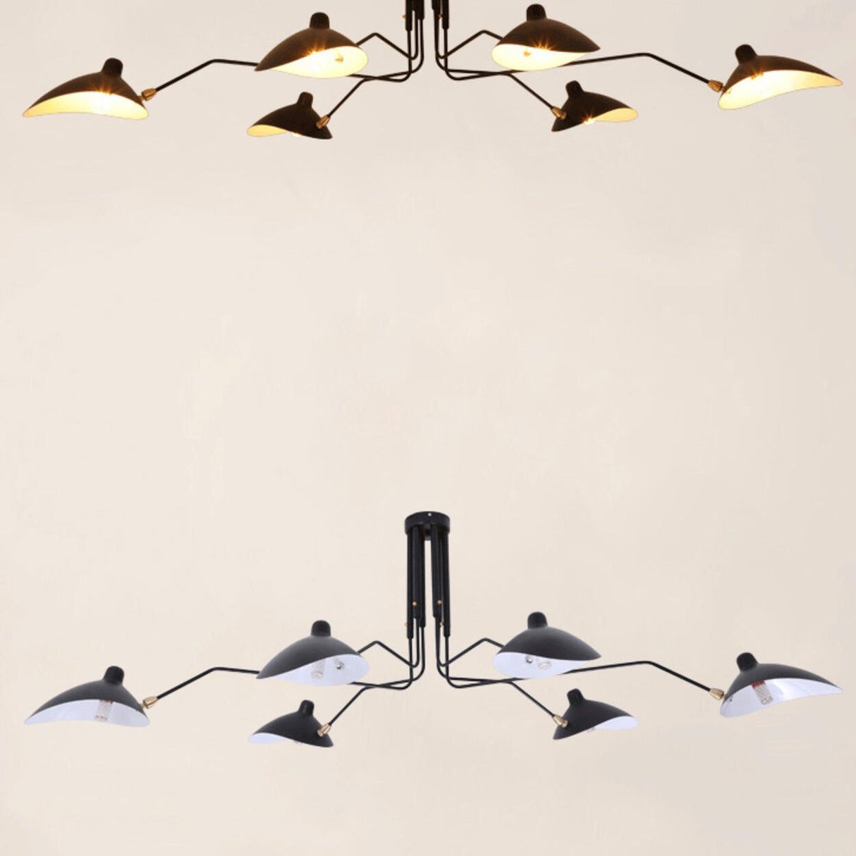 Parlor Black Iron Cone Semi-Flush Mount Light 6-Light Image - 8