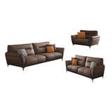 Parlor Brown Waterproof Leather Upholstered Back Sofa Image - 13