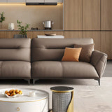 Parlor Brown Waterproof Leather Upholstered Back Sofa Image - 14