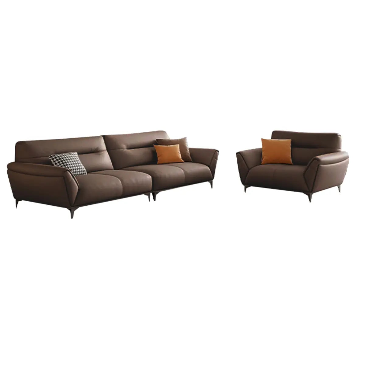 Parlor Brown Waterproof Leather Upholstered Back Sofa Image - 15