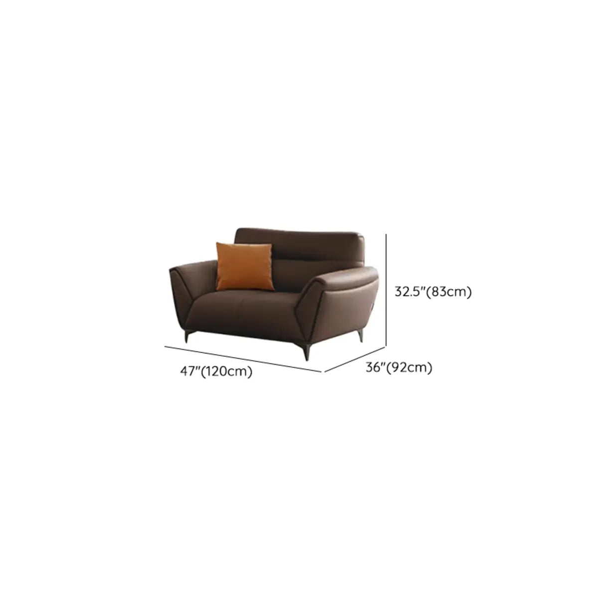 Parlor Brown Waterproof Leather Upholstered Back Sofa 