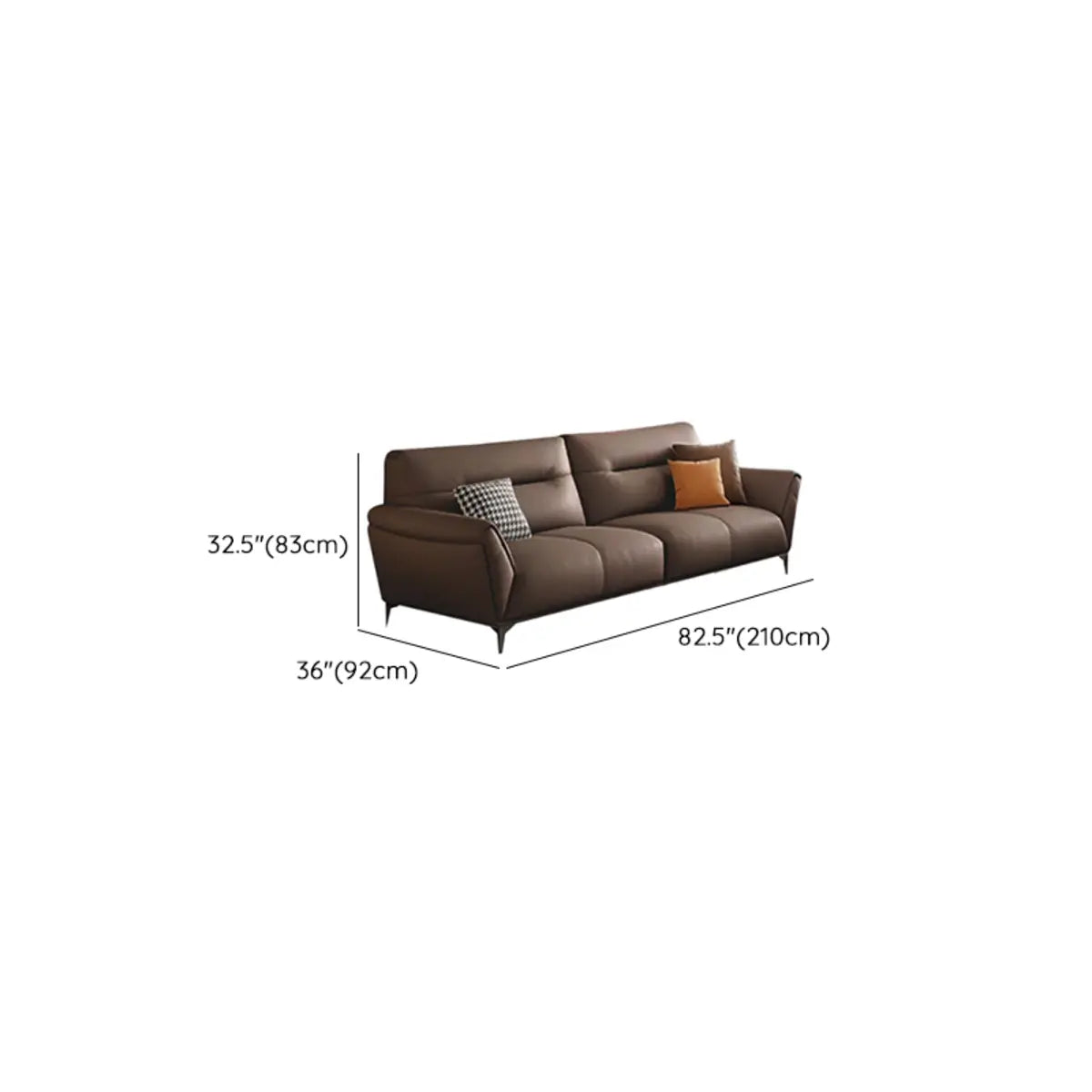 Parlor Brown Waterproof Leather Upholstered Back Sofa Image - 20