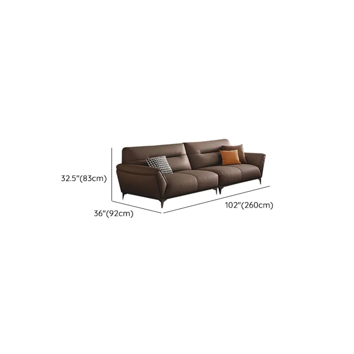 Parlor Brown Waterproof Leather Upholstered Back Sofa Image - 21