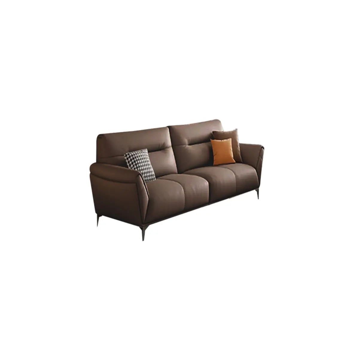 Parlor Brown Waterproof Leather Upholstered Back Sofa Image - 3