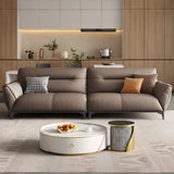 Parlor Brown Waterproof Leather Upholstered Back Sofa Image - 4