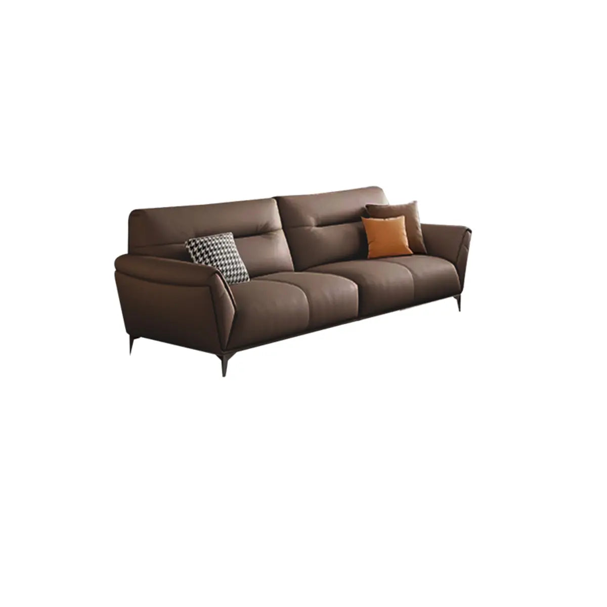 Parlor Brown Waterproof Leather Upholstered Back Sofa Image - 5
