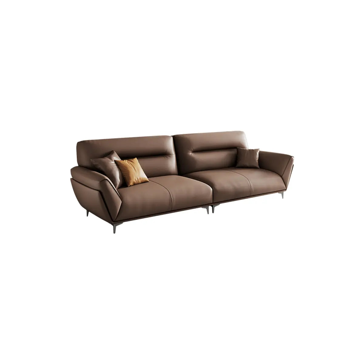 Parlor Brown Waterproof Leather Upholstered Back Sofa Image - 8
