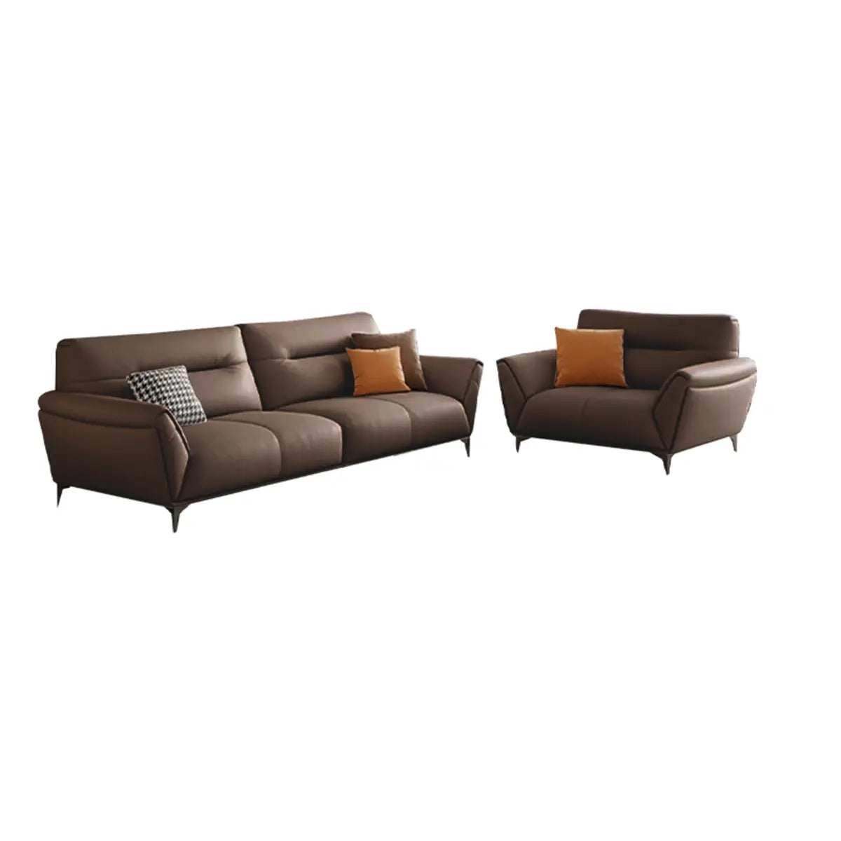 Parlor Brown Waterproof Leather Upholstered Back Sofa Image - 9