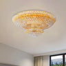 Parlor Golden Tiered Crystal Small Flush Mount Light Image - 1