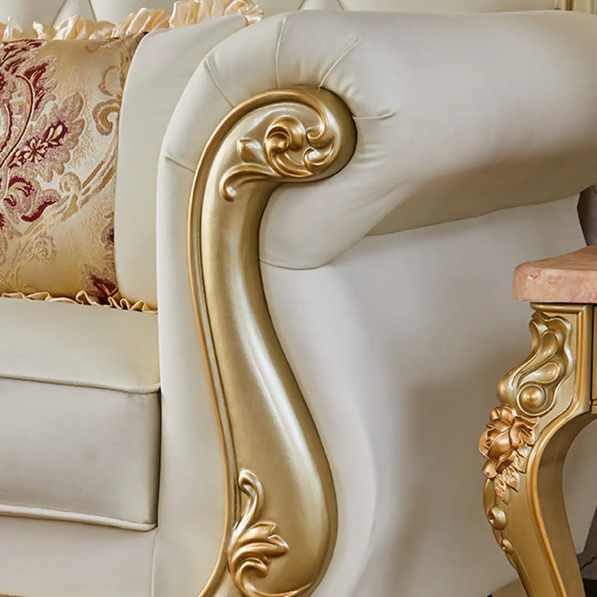 Parlor Luxurious White Genuine Leather L-Shaped Sofa Image - 10
