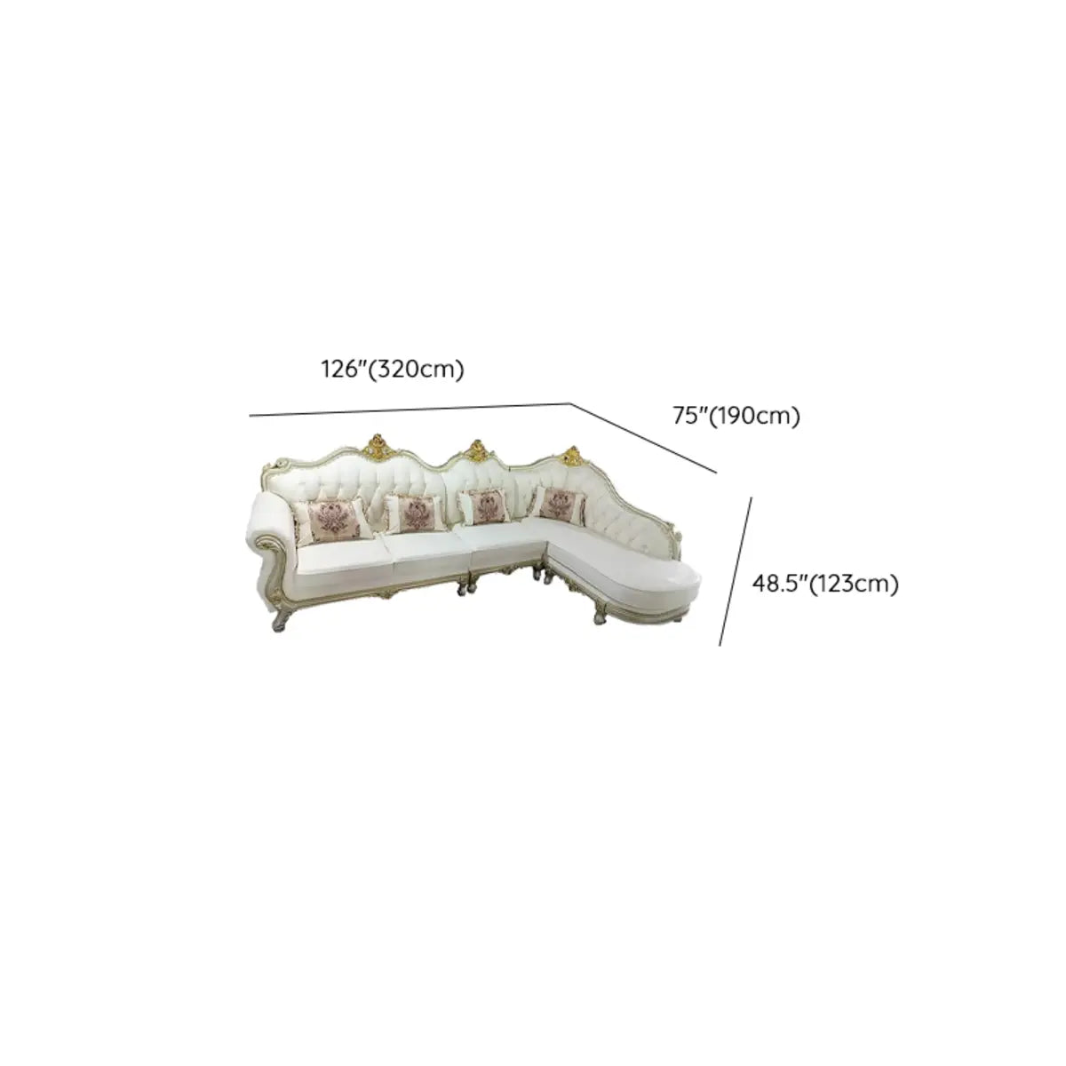 Parlor Luxurious White Genuine Leather L-Shaped Sofa Image - 13