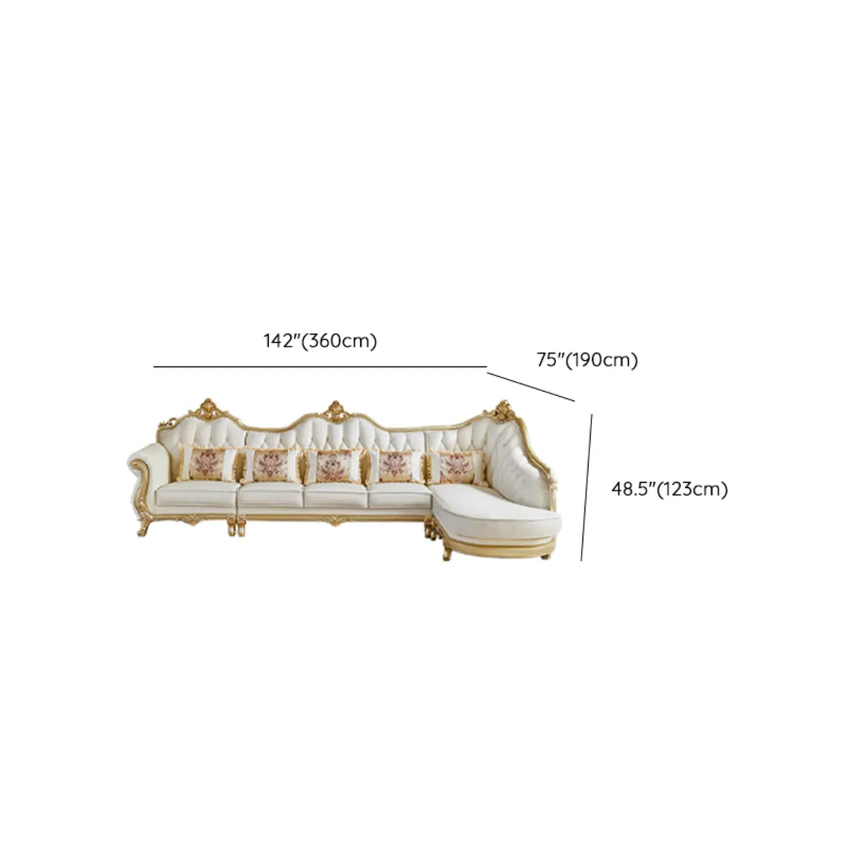 Parlor Luxurious White Genuine Leather L-Shaped Sofa Image - 14