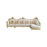 Parlor Luxurious White Genuine Leather L-Shaped Sofa Image - 5