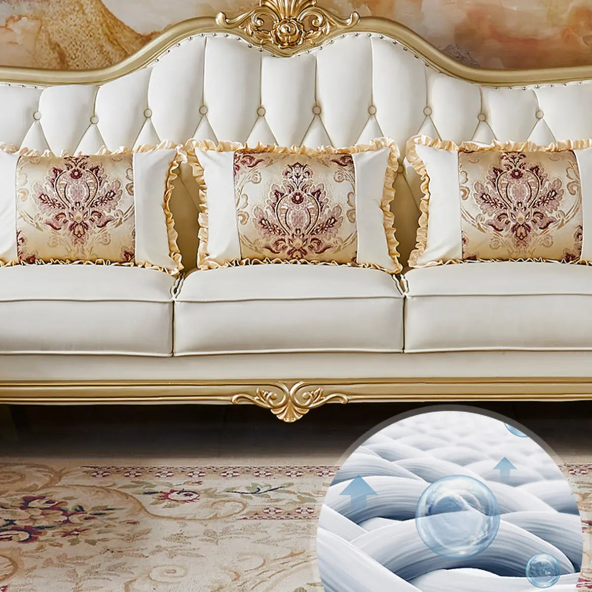 Parlor Luxurious White Genuine Leather L-Shaped Sofa Image - 9