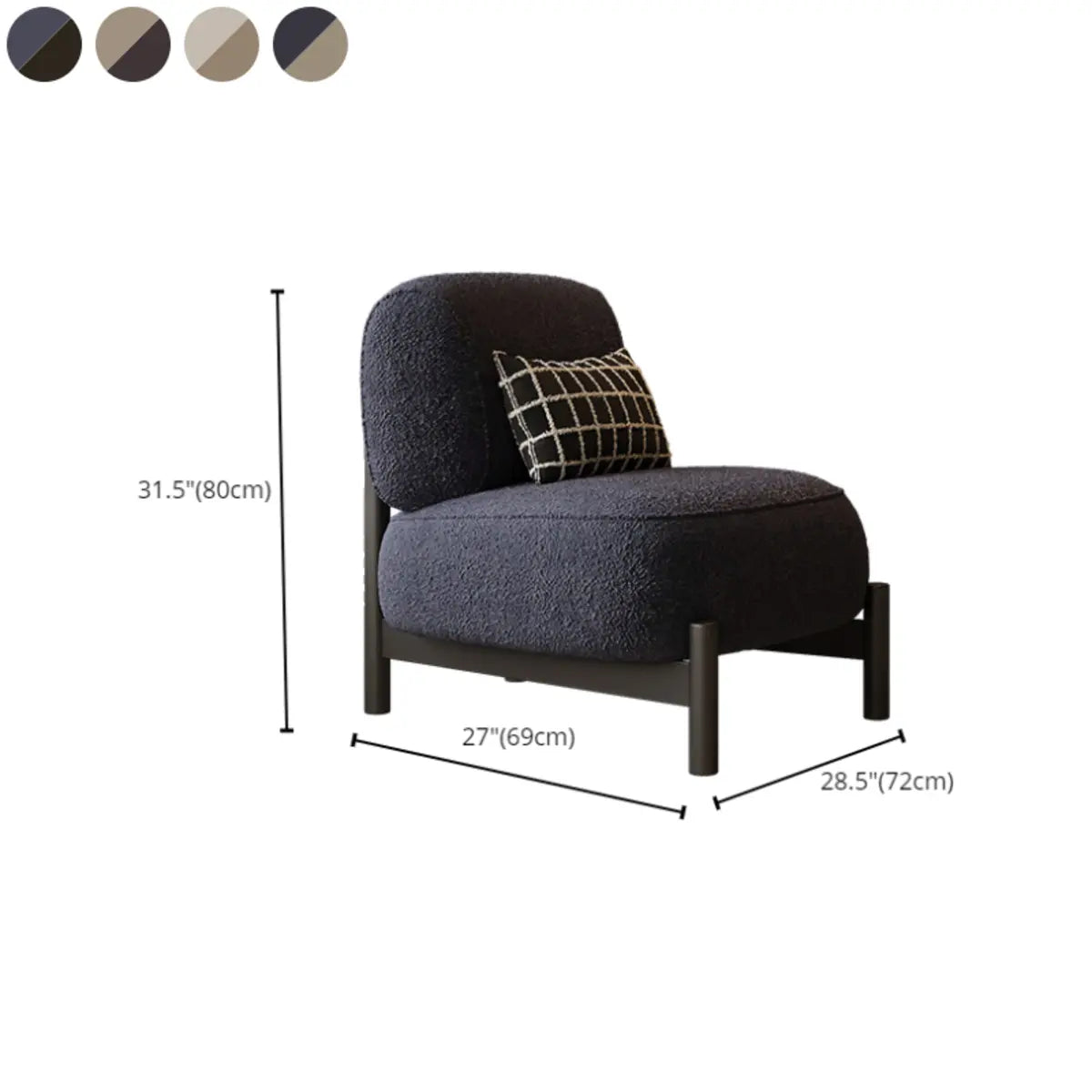 Parlor Mohair Pillow Back Side Chair with Four Legs 