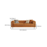 Parlor Orange Flannel Tuxedo Arm Tufted Back Loveseat Image - 14