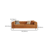 Parlor Orange Flannel Tuxedo Arm Tufted Back Loveseat Image - 16
