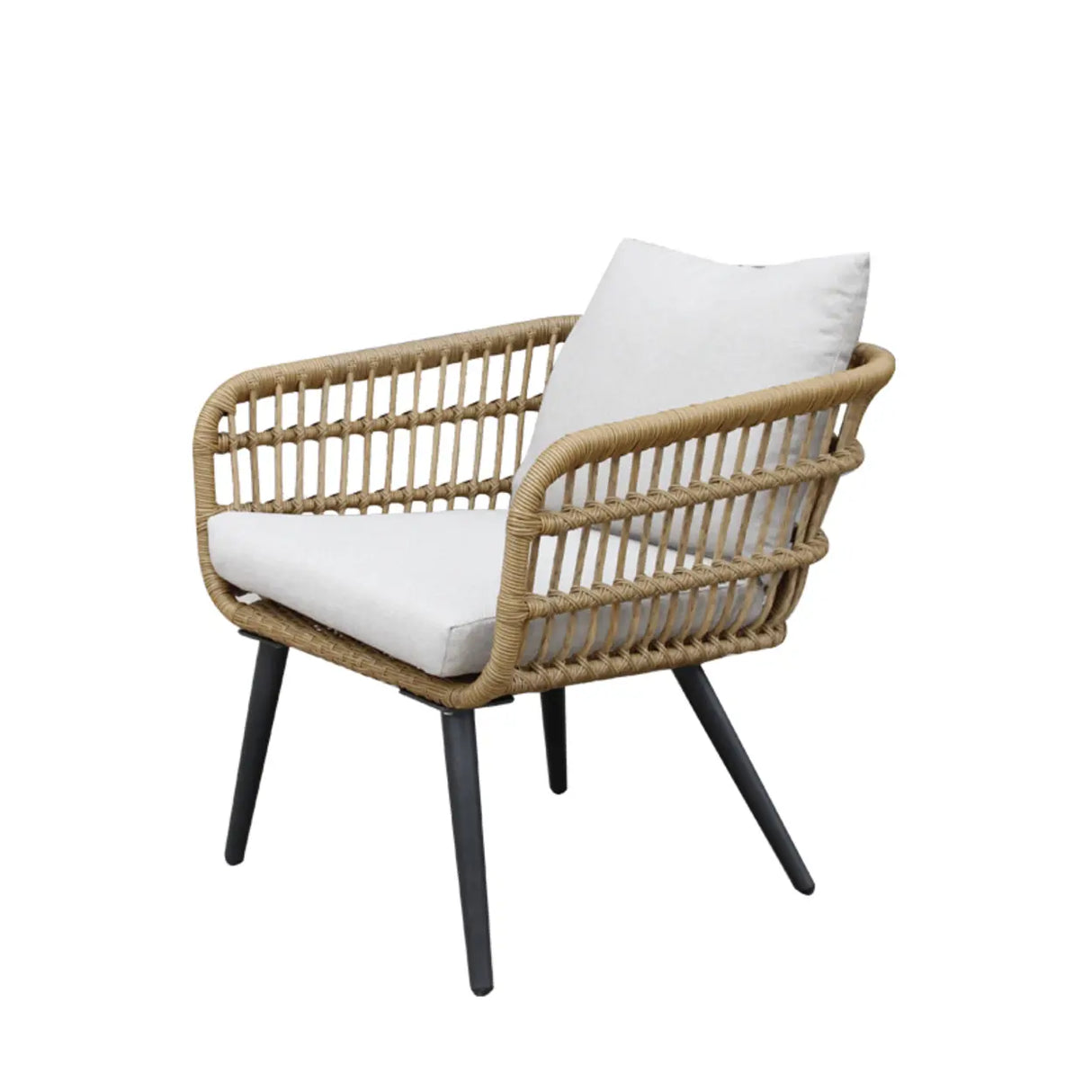 Patio Rattan Rectangular Beige Waterproof Conversation Set Image - 5