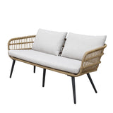 Patio Rattan Rectangular Beige Waterproof Conversation Set Image - 7