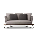 Patio Stone Coffee Table Set and Gray Upholstered Sofa Image - 5