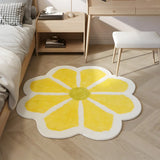 Pet Friendly Flower Shaped Polyester Yellow Area Rug Image - 1