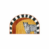 Pet-Friendly Semicircle Polyester Leopard Area Rug Image - 8
