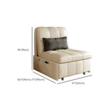 Pillow Back Armless Beige Leather Storage Sleeper Futon Image - 15