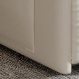 Pillow Back Armless Beige Leather Storage Sleeper Futon Image - 8