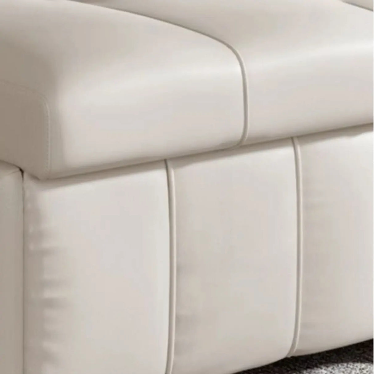 Pillow Back Armless Beige Leather Storage Sleeper Futon Image - 9