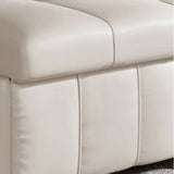 Pillow Back Armless Beige Leather Storage Sleeper Futon Image - 9