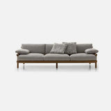 Pillow Included Waterproof Fabric Gray Teak Patio Sofa Set Image - 5