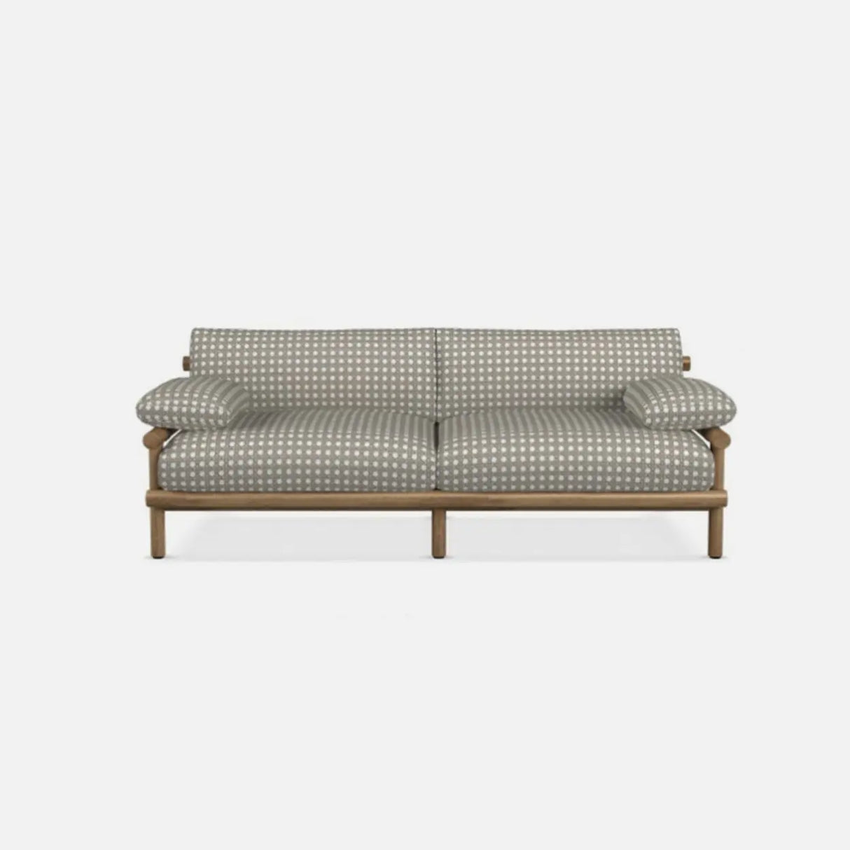 Pillow Included Waterproof Fabric Gray Teak Patio Sofa Set Image - 3