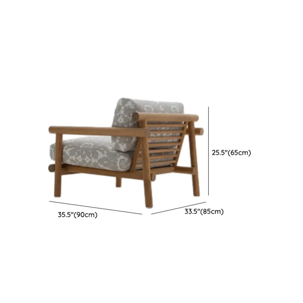 Pillow Included Waterproof Fabric Gray Teak Patio Sofa Set 