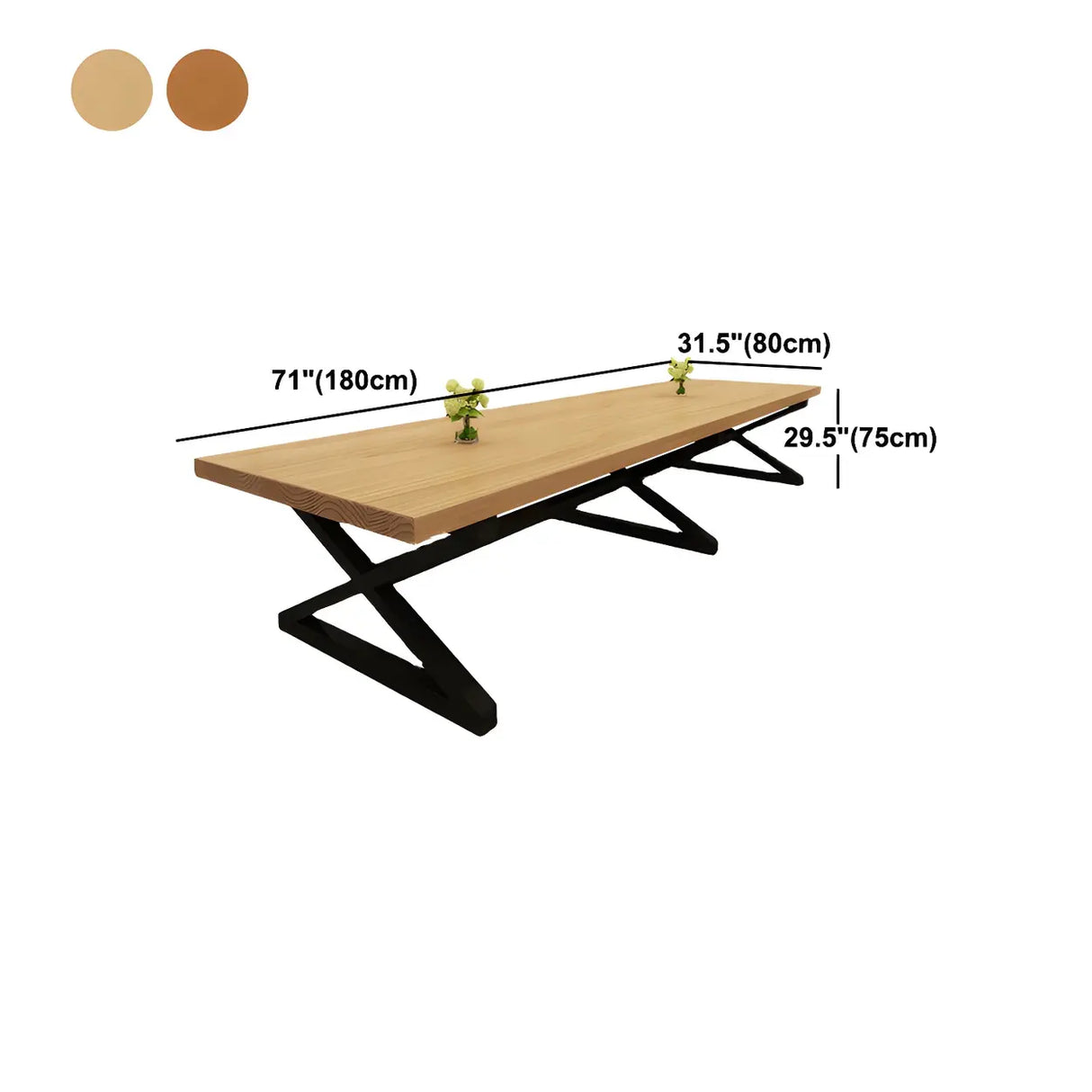 Pine Wood Black Metal Base Meeting Desk for 10-Person Image - 16