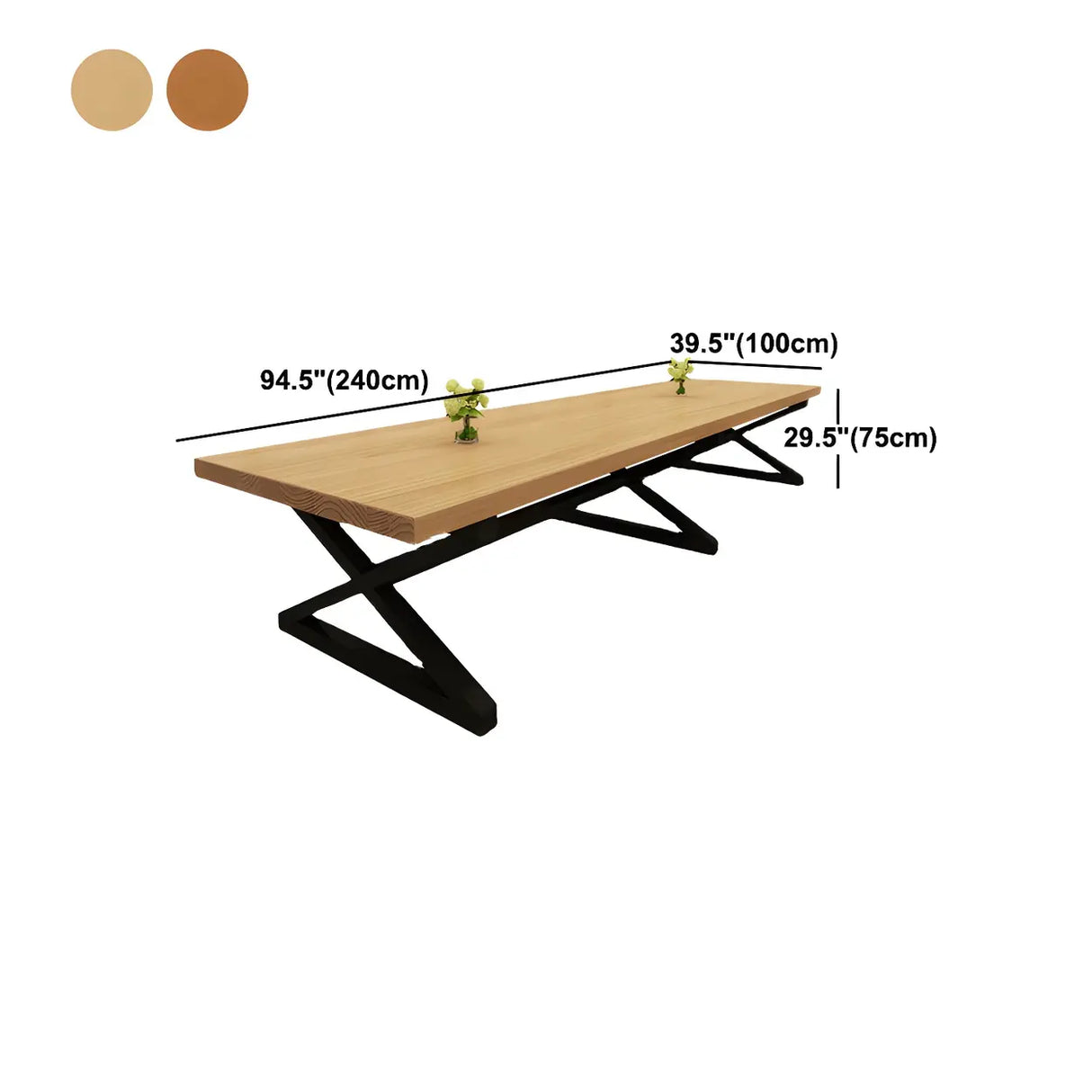 Pine Wood Black Metal Base Meeting Desk for 10-Person Image - 20
