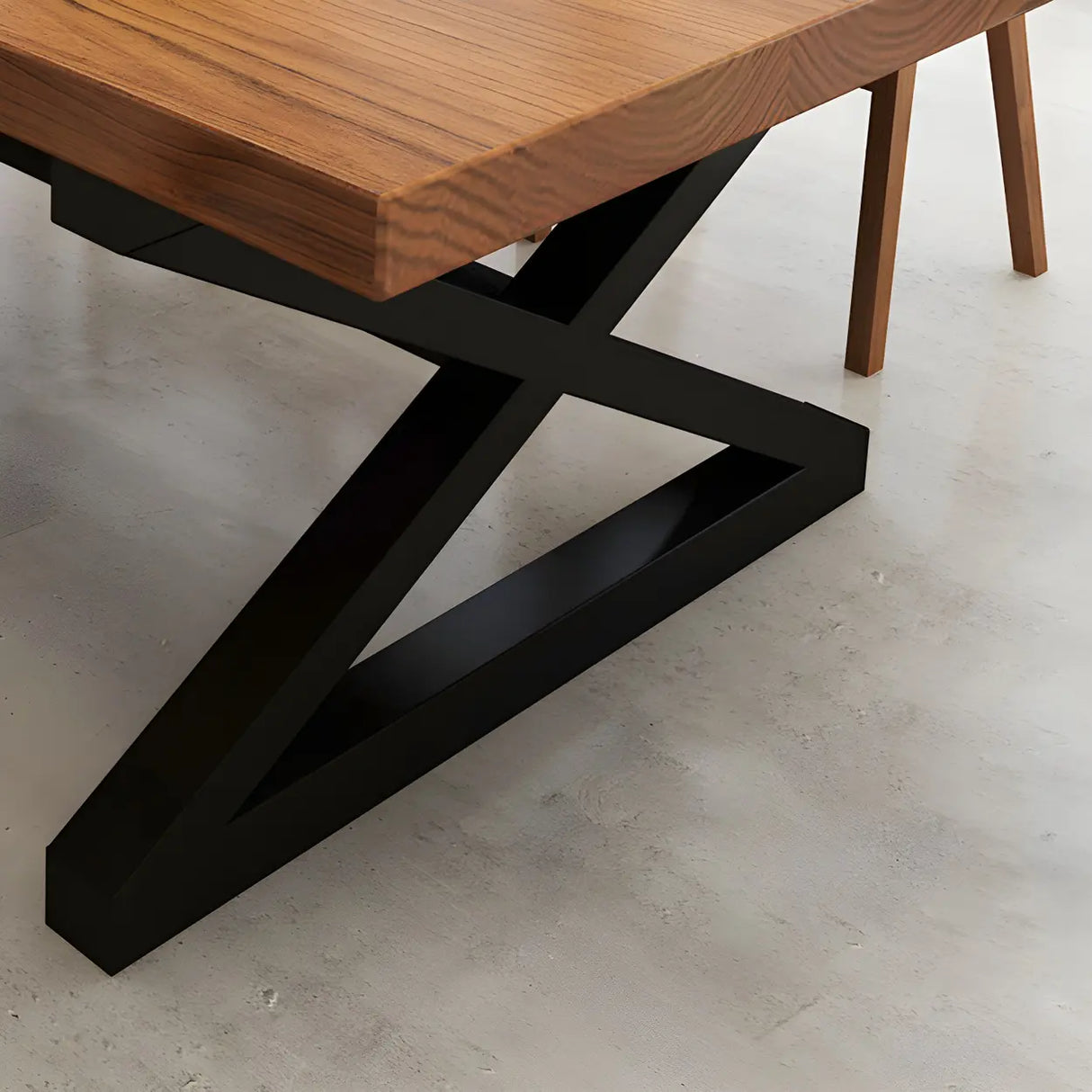 Pine Wood Black Metal Base Meeting Desk for 10-Person Image - 7