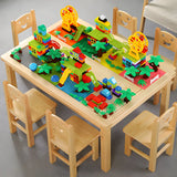 Pine Wood Toddler Building Block Table Chair Set Image - 13