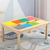 Pine Wood Toddler Building Block Table Chair Set Image - 4