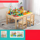 Pine Wood Toddler Building Block Table Chair Set Image - 5