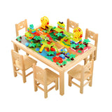 Pine Wood Toddler Building Block Table Chair Set Image - 9