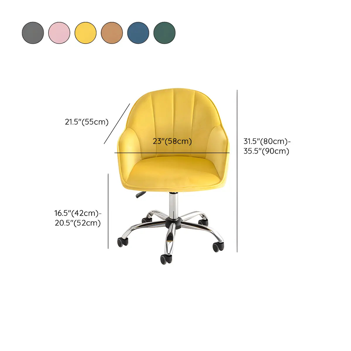 Pink Adjustable Ergonomic Velvet Swivel Office Chair 