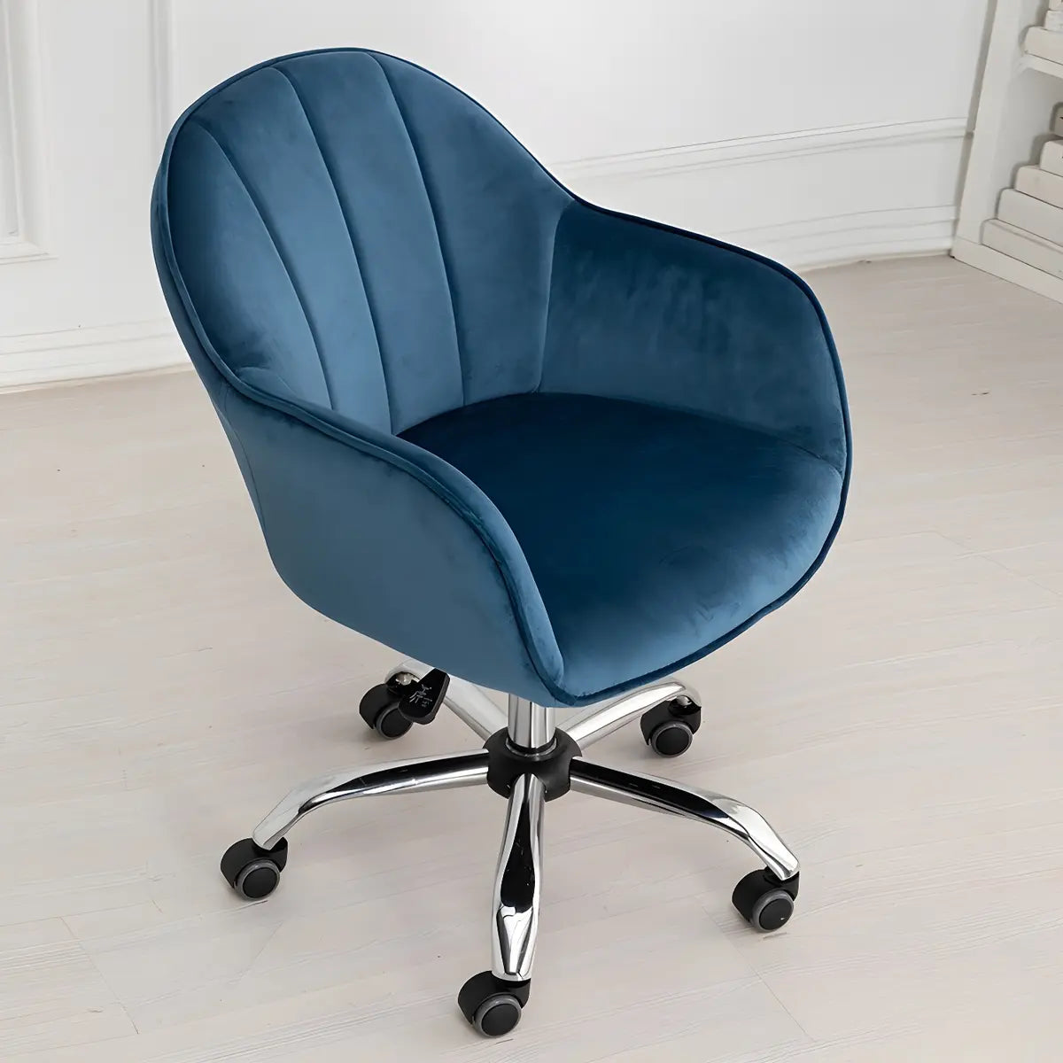 Pink Adjustable Ergonomic Velvet Swivel Office Chair Image - 3